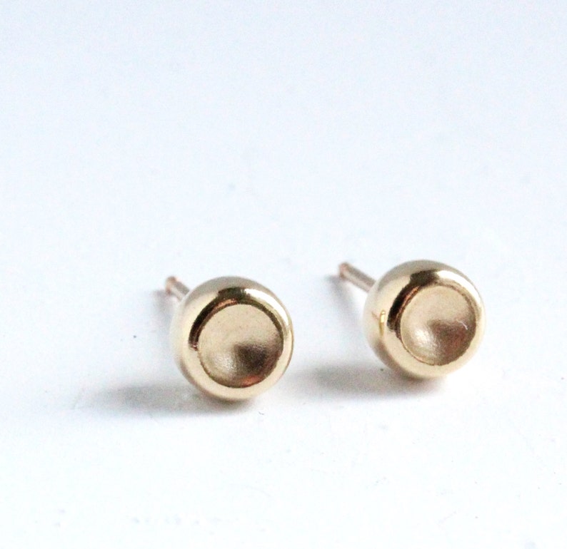 Gold Stud Earrings Gold Pebble Posts 5mm gold earrings, handmade jewelry stud earrings, gold post earrings, simple gold jewelry image 2