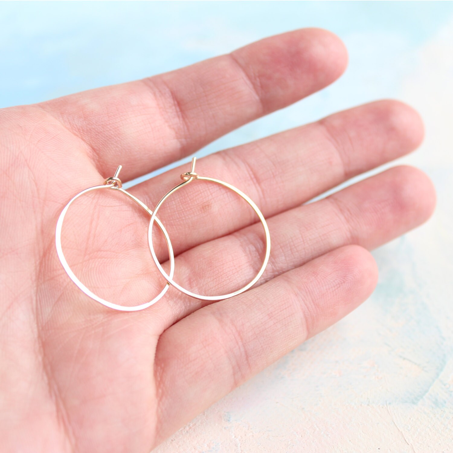 Small Gold Hoop Earrings 1 Thin Gold Hoops Minimalist Etsy