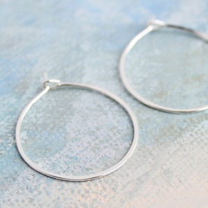 Silver Hoop Earrings Small Sterling Silver 1&quot; thin silver hoops