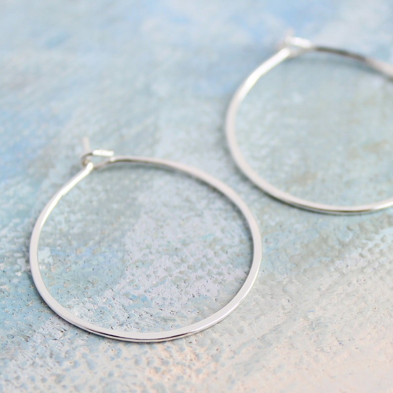 Silver Hoop Earrings Small Sterling Silver 1 Thin Silver Etsy