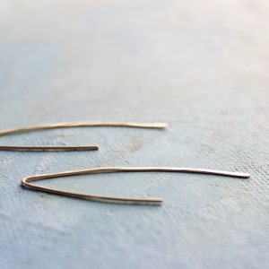 Gold Line Earrings minimalist jewelry, thin gold earrings, minimalist gold earring, thin open hoop earrings, gold earrings image 2