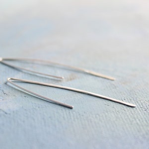 Threader Earrings silver, wishbone earrings, minimalist earring, sterling silver minimalist jewelry image 3