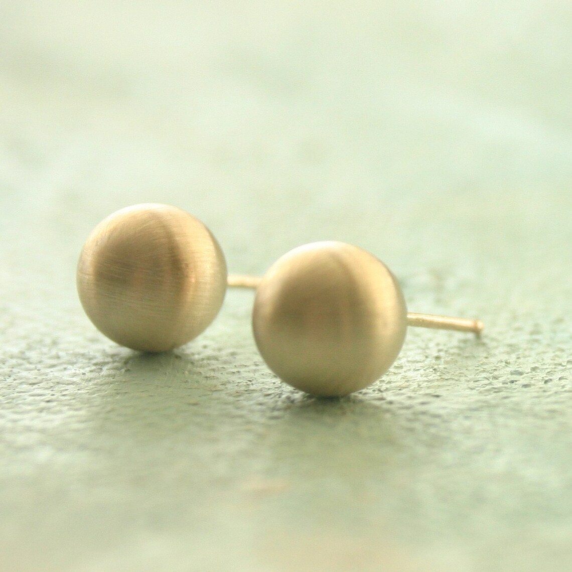 Gold Earrings Matte Gold Stud Earrings Gold Ball Earrings Etsy UK