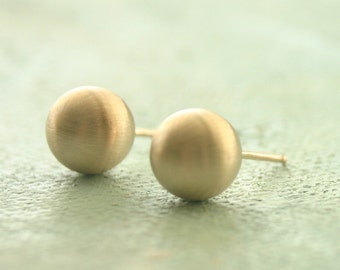 Gold Earrings, Matte Gold Stud Earrings, gold ball earrings, Jumbo 8mm, large gold stud earrings, gold post earrings