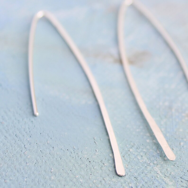 Threader Earrings silver, wishbone earrings, minimalist earring, sterling silver minimalist jewelry image 4