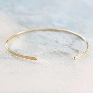 slim hammered 14k gold cuff