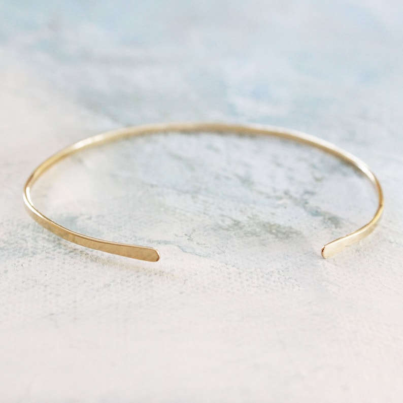 Gold Bangle Cuff Bracelet , thin gold bangle, gold cuff bracelet, adjustable gold bangle bracelet, gold jewelry image 1