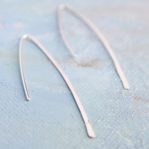 Threader Earrings silver, wishbone earrings, minimalist earring, sterling silver minimalist jewelry