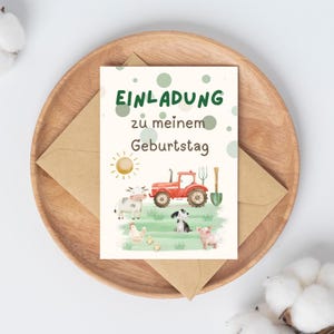 Farm invitation children&#39;s birthday | Tractor birthday invitation | Instant download | Theme party farm invitation