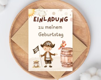 Pirate invitation birthday | Digital invitation card for children's birthdays | Pirate party decoration | Instant download