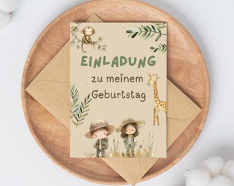 Safari invitation children's birthday | Jungle theme party invitation cards | Instant download | Safari party invitation