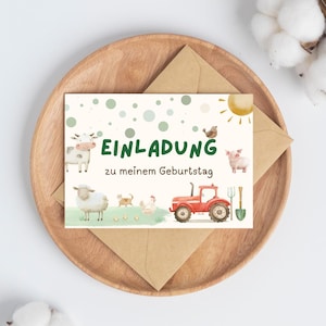 Farm invitation children&#39;s birthday | Tractor birthday invitation | Instant download | Theme party farm invitation
