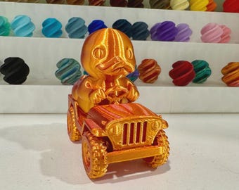 Figura de juguete de vehículo 4x4 de conducción de pato