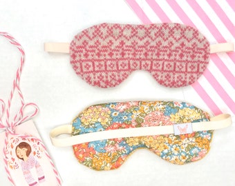 Sleep Mask, sleeping eye mask, travel mask, eye mask, Liberty print, cotton sleep mask, womens sleep mask, pink sleep mask, travel gift