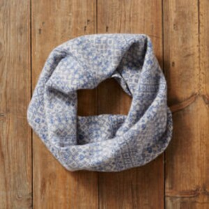 Kids Snood Fair Isle Pattern Linen/blue