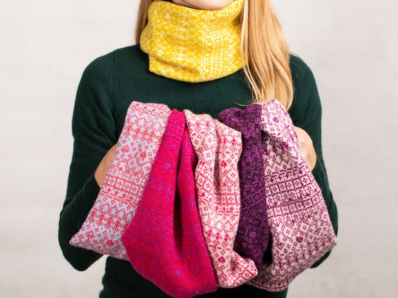 Multi Colour Snood Fair Isle Snood Infinity Scarf Loop Scarf