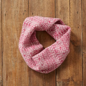 Kids Snood Fair Isle Pattern Linen/pink