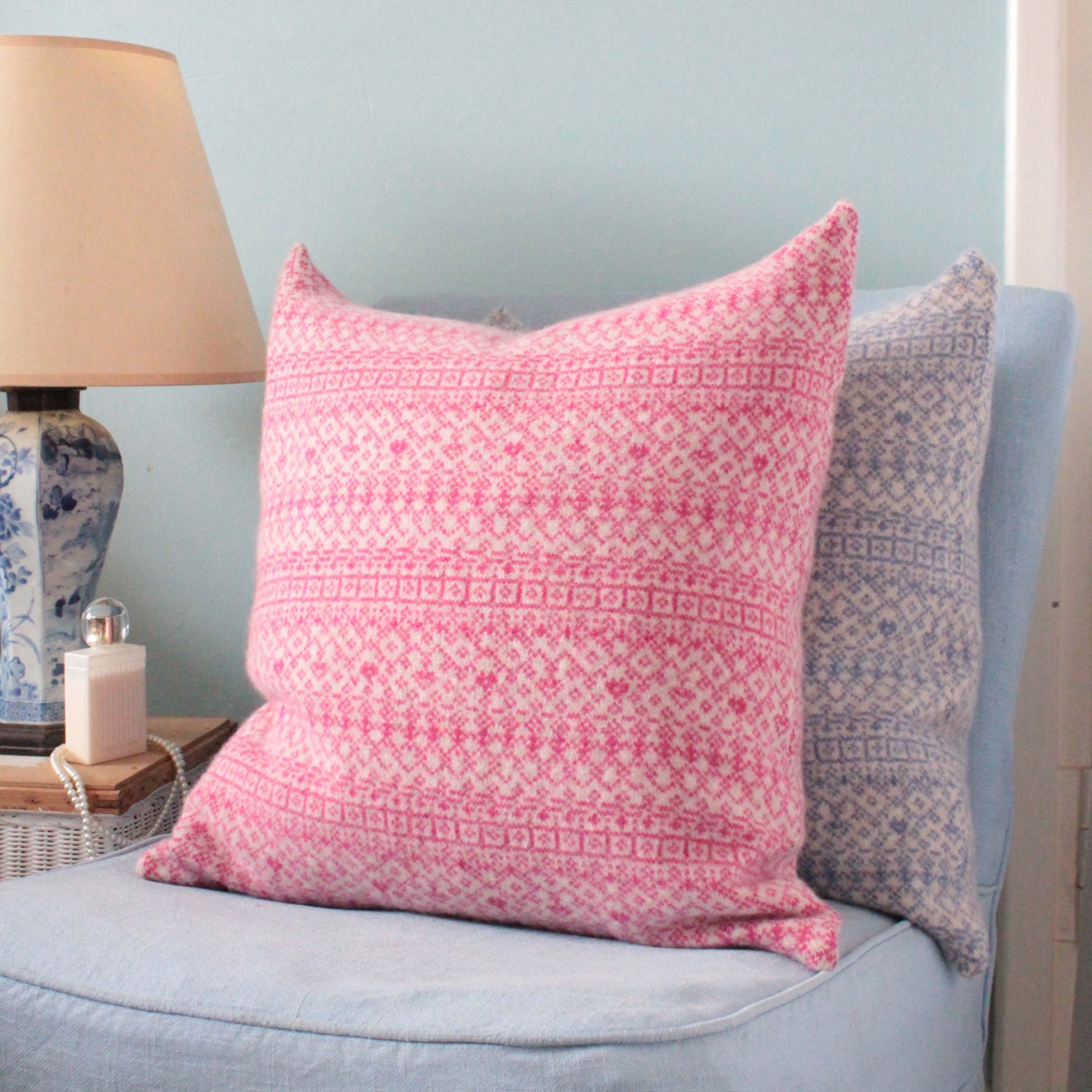 large knitted cushions