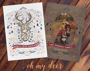 5x7 Holiday Oh My Deer Christmas Card - Photoshop PSD