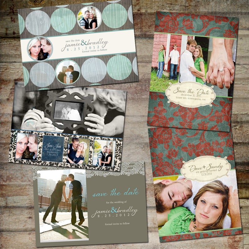 Download Save the Date Announcement PSD Template Set Wedding | Etsy