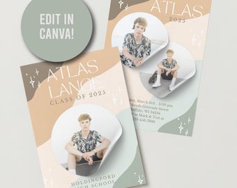 Editable Graduation Announcement | Instant Download | Grad Party Template | Canva Editable Graduation Invitation | Grad Invitation