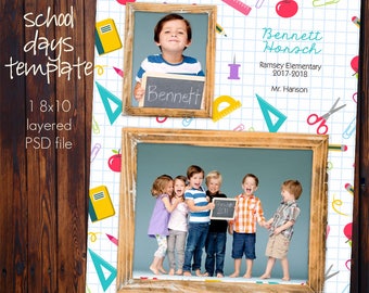 PHOTOSHOP School Class Photo Template - 8x10 Photoshop File