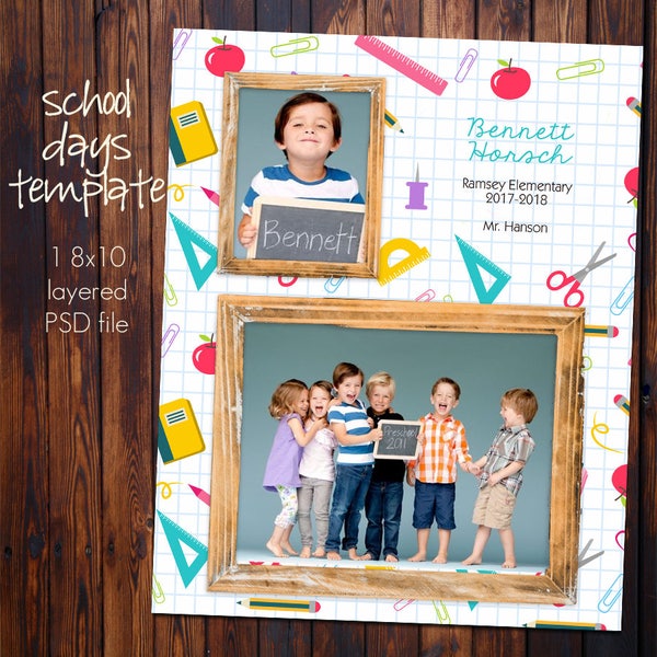 PHOTOSHOP School Class Photo Template - 8x10 Photoshop File