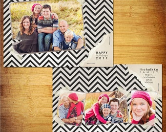 5x7 Black & White Zig Zag Holiday Card - Photoshop PSD