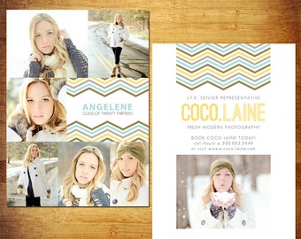 5x7 Senior Rep Cards PSD Template - Zig Zag to Match your LOGO