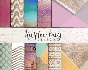 Wood Chic Scrapbook Paper Pack (8"x8"-300 dpi) - 11 Digital papers
