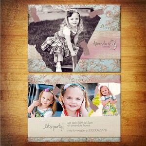 5x7 Birthday Photo Card Photoshop PSD Template - Vintage Tape