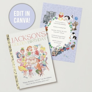 Editable Little Golden Book Birthday Invite