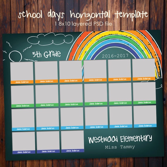 PHOTOSHOP School Class Photo Template - 8x10 Photoshop File