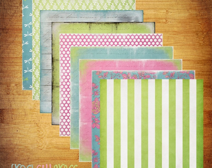 Fresh Cut Grass Digital Scrapbook Paper Pack 12x12300 Dpi 9 Digital