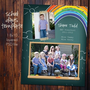 School Class Photo Template - 8x10 Photoshop File