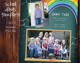 School Class Photo Template - 8x10 Photoshop File