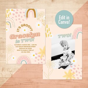 Editable Groovy Invitation | Instant Download | Birthday Party Template | Canva Editable Retro Invitation | Groovy Birthday