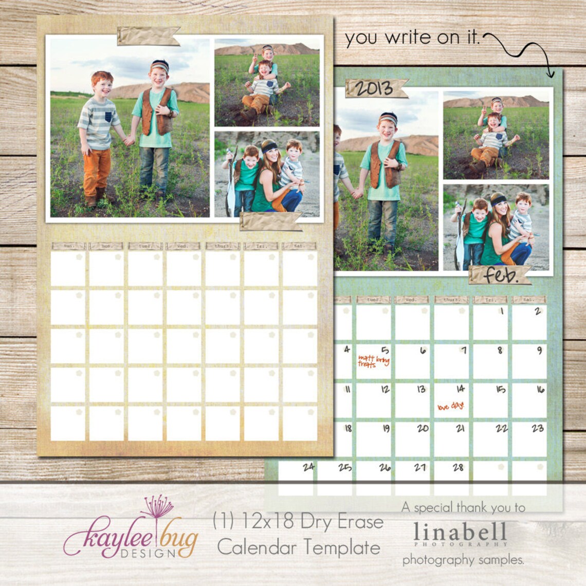 12x18 Dry Erase Calendar Template 3 Photos Top Etsy