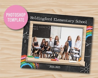PHOTOSHOP School Class Photo Template - 8x10 Photoshop File -Large Photo