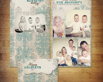 5x7 Holiday Card Luxe Folded Card PSD Template - Holiday Swirl