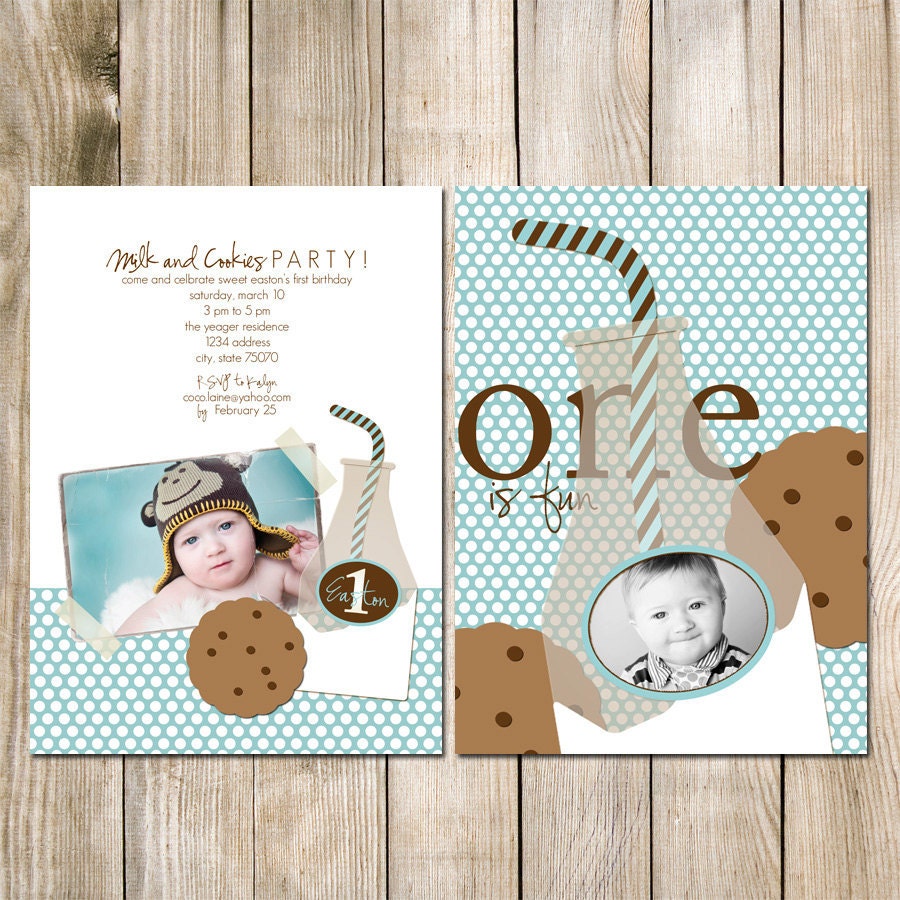 5x7 Birthday  Photo Card  Photoshop  PSD Template  MIlk and Etsy