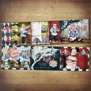 6 Panel Accordian Card Pano Trifold PSD Template - Kole Birthday