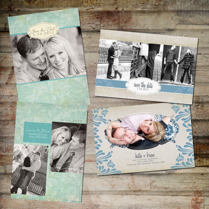 Download Save the Date Announcement PSD Template Set Wedding | Etsy