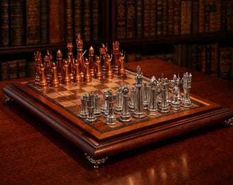 Magnetic Chess Set Handmade – Wood Travel Chess Board with Storage Box, Weighted Pieces, 12 1/4” Cabinet