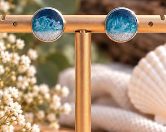 Lake Wave Stud Earrings | Blue Beach Earrings | Great Lakes Jewelry | Ocean Inspired Studs | Michigan Gift | Beach Lover Gift
