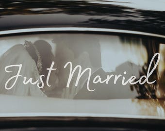 Just Married Car Sticker – Wedding Vinyl Decal for Back Window