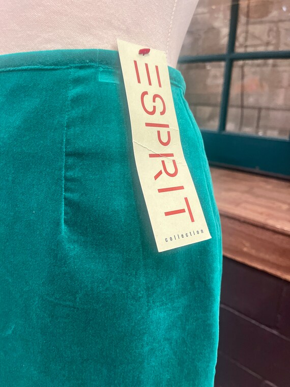 90's Esprit Velvet Green Mini Skirt | Vintage Dea… - image 3