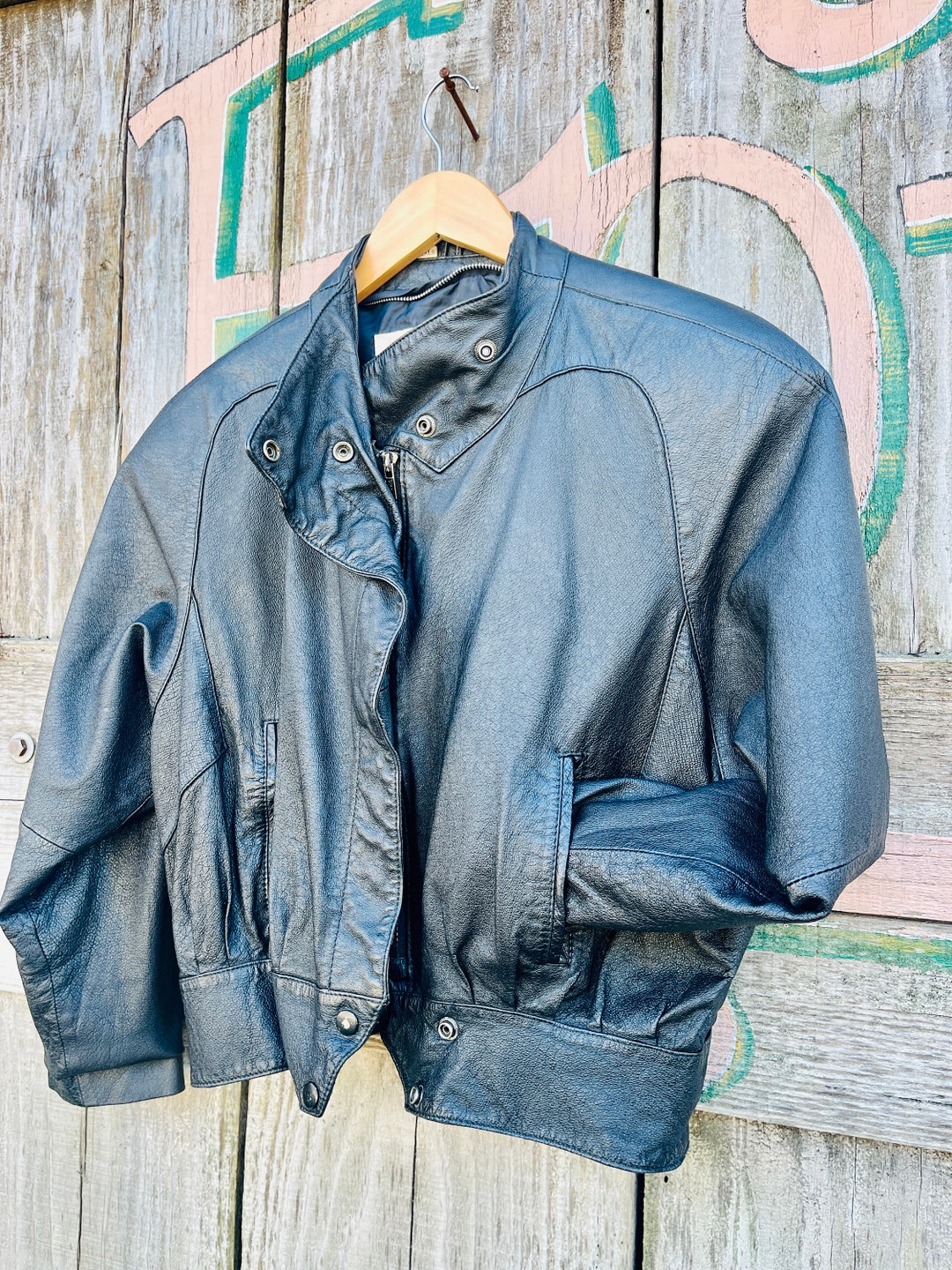 す*う様 80s short leather bomber jacket t*m様 80s short real leather bomber jacke