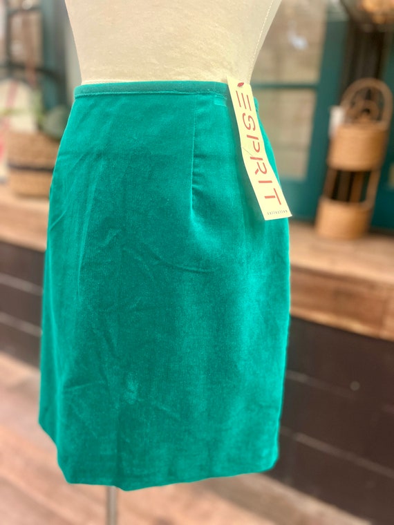 90's Esprit Velvet Green Mini Skirt | Vintage Dea… - image 1