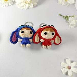 Gehäkelter Schlüsselanhänger, Schlüsselanhänger gehäkelt, inspiriert von Disney Stitch, Geschenk für Mädchen, Geburtstagsgeschenk